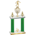 Double Green Carbon Fiber Third Place Soccer Trophy