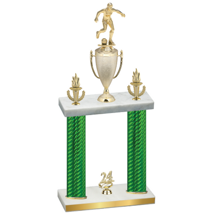 Double Green Carbon Fiber Year Soccer Trophy