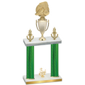 Double Green Carbon Fiber Third Place Soccer Trophy