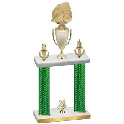 Double Green Carbon Fiber Year Soccer Trophy