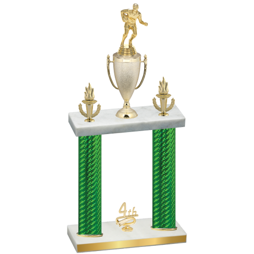 Double Green Carbon Fiber Fourth Place Rugby Trophy