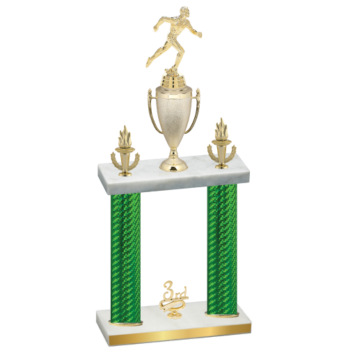 Double Green Carbon Fiber Third Place Running Trophy