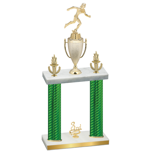 Double Green Carbon Fiber Third Place Running Trophy