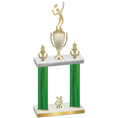 Double Green Carbon Fiber Year Tennis Trophy