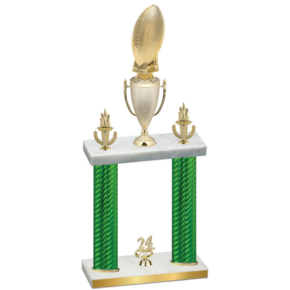Double Green Carbon Fiber Year Football Trophy