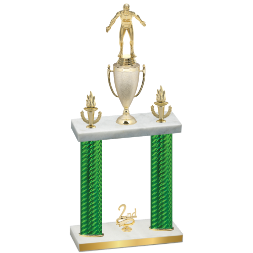 Double Green Carbon Fiber Second Place Wrestling Trophy