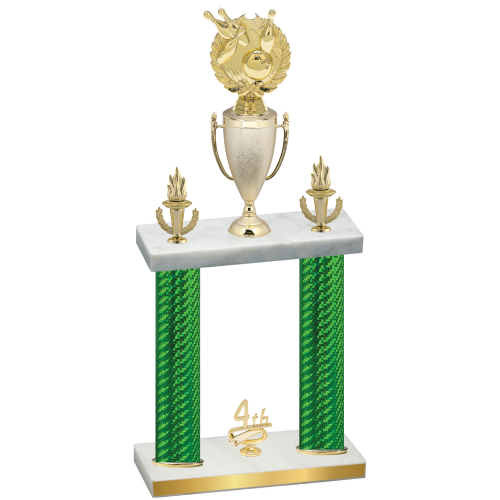 Double Green Carbon Fiber Fourth Place Bowling Trophy
