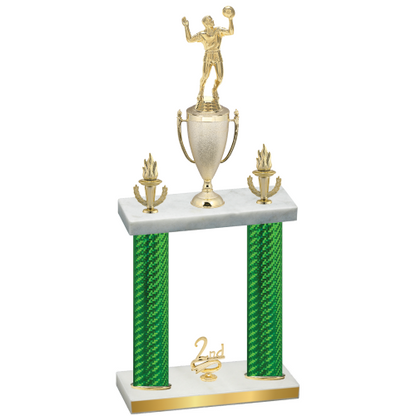 Double Green Carbon Fiber Second Place Volleyball Trophy