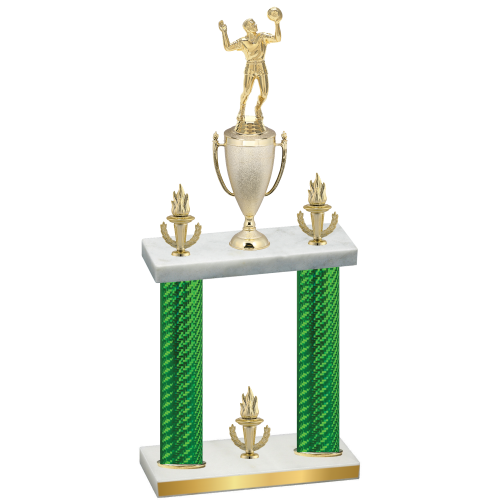 Double Green Carbon Fiber Victory Volleyball Trophy