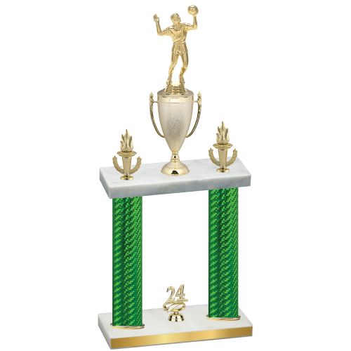 Double Green Carbon Fiber Year Volleyball Trophy