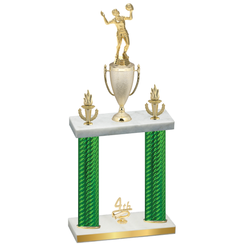 Double Green Carbon Fiber Fourth Place Volleyball Trophy