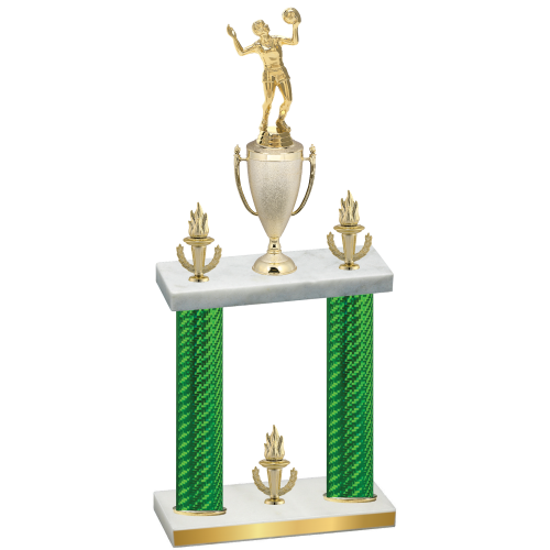 Double Green Carbon Fiber Victory Volleyball Trophy