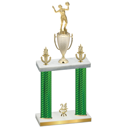 Double Green Carbon Fiber Year Volleyball Trophy