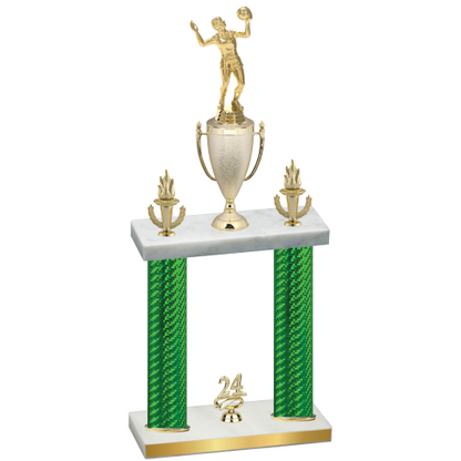 Double Green Carbon Fiber Year Volleyball Trophy