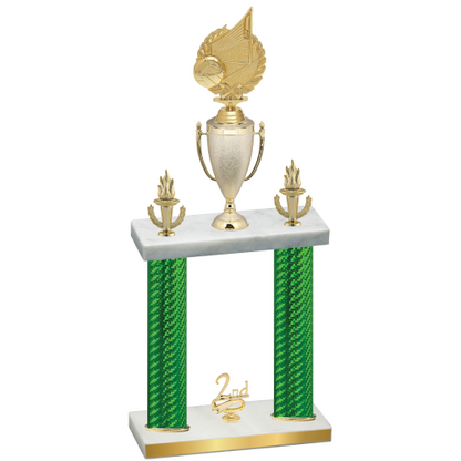 Double Green Carbon Fiber Second Place Volleyball Trophy