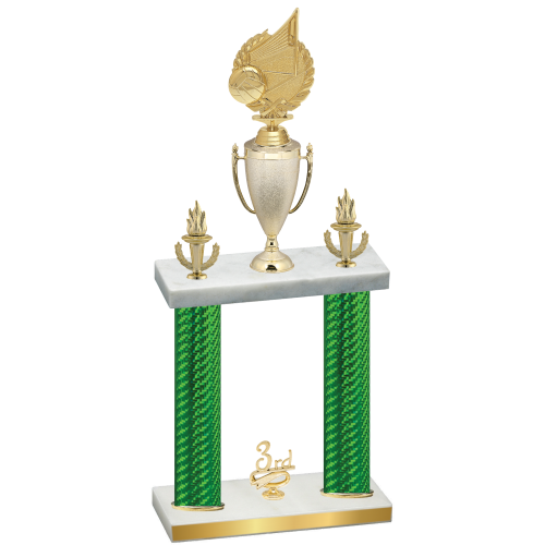 Double Green Carbon Fiber Third Place Volleyball Trophy