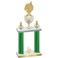 Double Green Carbon Fiber Fourth Place Volleyball Trophy