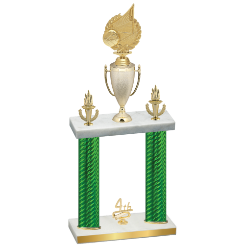 Double Green Carbon Fiber Fourth Place Volleyball Trophy