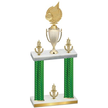 Double Green Carbon Fiber Victory Volleyball Trophy