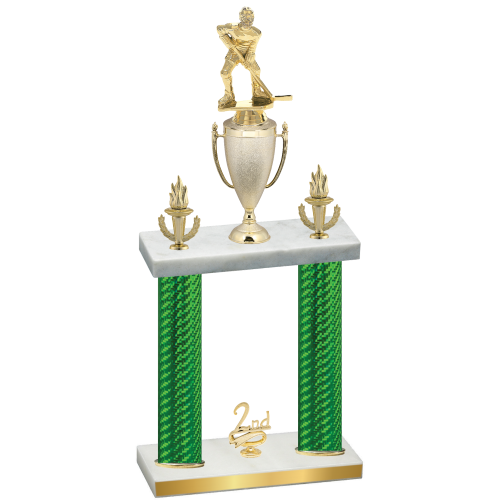 Double Green Carbon Fiber Second Place Hockey Trophy