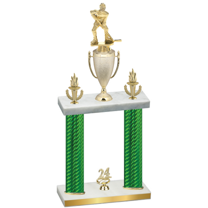 Double Green Carbon Fiber Year Hockey Trophy