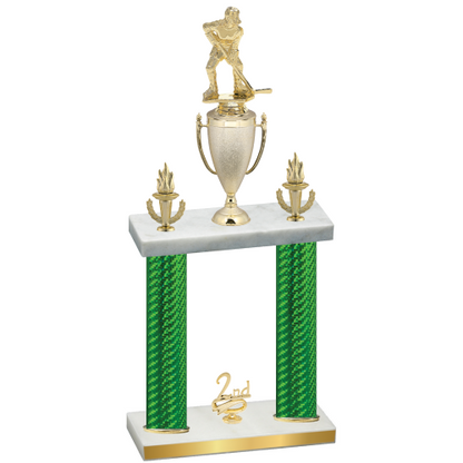 Double Green Carbon Fiber Second Place Hockey Trophy
