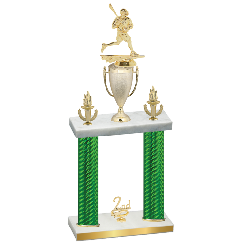 Double Green Carbon Fiber Second Place Lacrosse Trophy