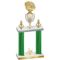 Double Green Carbon Fiber Third Place Basketball Trophy