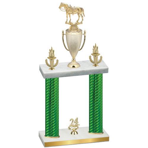 Double Green Carbon Fiber Year Horses Trophy