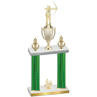 Double Green Carbon Fiber Fourth Place Archery Trophy