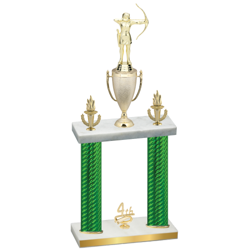 Double Green Carbon Fiber Fourth Place Archery Trophy