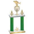Double Green Carbon Fiber Fourth Place Fishing Trophy