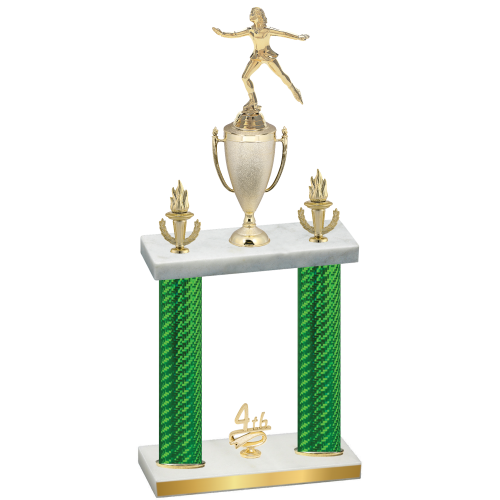 Double Green Carbon Fiber Fourth Place Skater Trophy