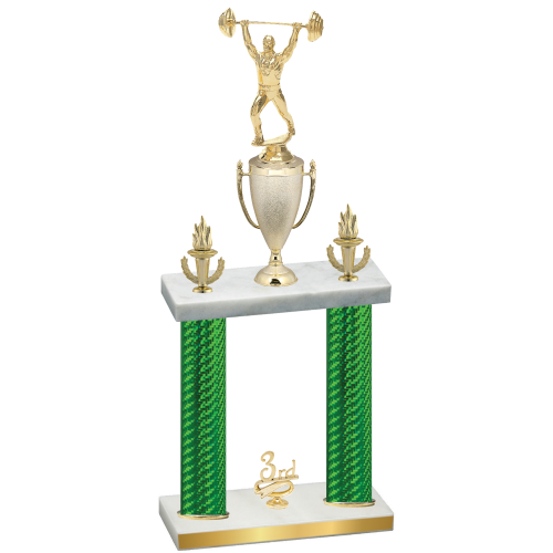 Double Green Carbon Fiber Third Place Weights Trophy