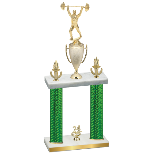 Double Green Carbon Fiber Year Weights Trophy