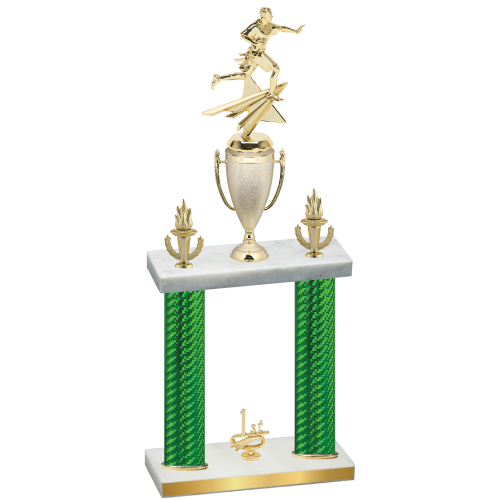 Double Green Carbon Fiber First Place Flag Football Trophy