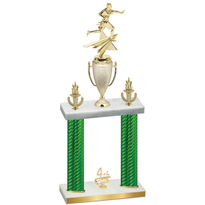 Double Green Carbon Fiber Fourth Place Flag Football Trophy