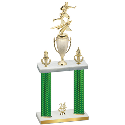 Double Green Carbon Fiber Year Flag Football Trophy