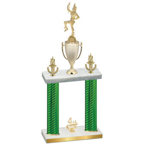Double Green Carbon Fiber Fourth Place Majorette Trophy