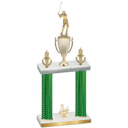 Double Green Carbon Fiber Third Place Golf Trophy