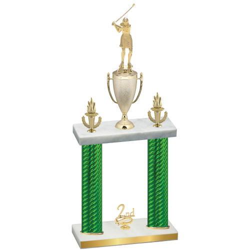 Double Green Carbon Fiber Second Place Golf Trophy