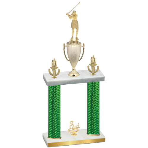 Double Green Carbon Fiber Third Place Golf Trophy