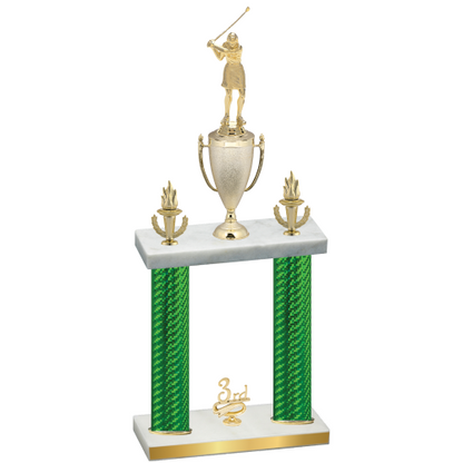 Double Green Carbon Fiber Third Place Golf Trophy