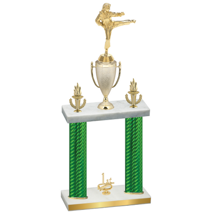 Double Green Carbon Fiber First Place Karate Trophy