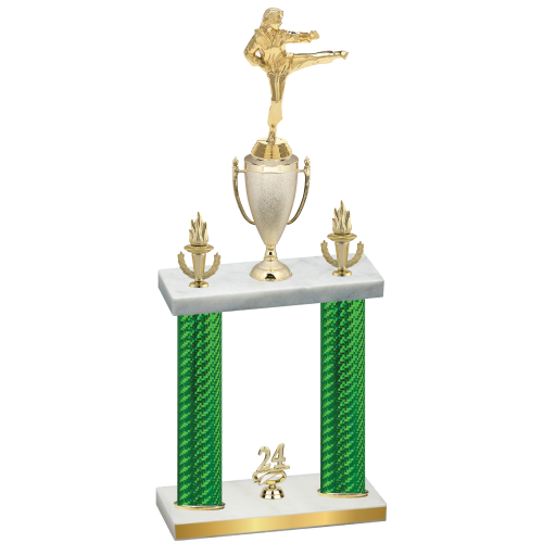 Double Green Carbon Fiber Year Karate Trophy