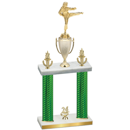 Double Green Carbon Fiber Year Karate Trophy