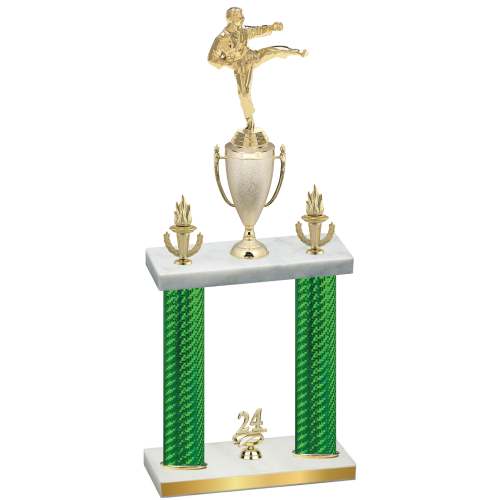 Double Green Carbon Fiber Year Karate Trophy