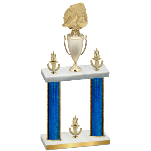 Double Blue Glacier Victory Soccer Trophy