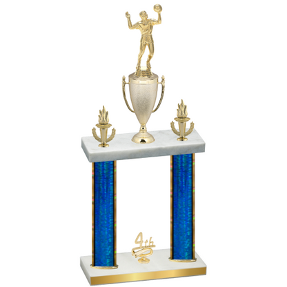 Double Blue Glacier Fourth Place Volleyball Trophy