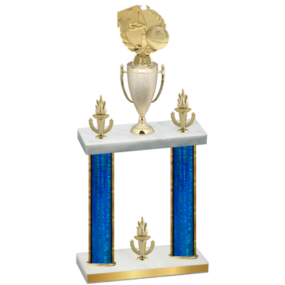 Double Blue Glacier Victory Basketball Trophy